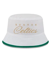 New Era Men's White/Kelly Green Boston Celtics 2025 Nba Draft Nylon Bucket Hat
