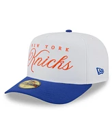 New Era Men's White/Blue York Knicks 2025 Nba Draft A-Frame 59FIFTY Fitted Hat