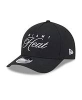 New Era Men's Black Miami Heat 2025 Nba Draft M-Crown A-Frame 9FORTY Adjustable Hat
