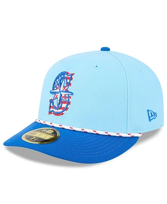 New Era Men's Light Blue/Blue Seattle Mariners 2025 Fourth of July Low Profile 59FIFTY Fitted Hat