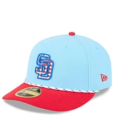 New Era Men's Light Blue/Red San Diego Padres 2025 Fourth of July Low Profile 59FIFTY Fitted Hat