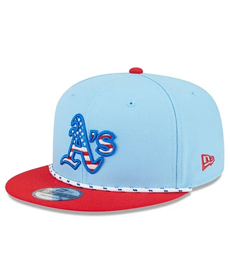 New Era Men's Light Blue/Red Athletics 2025 Fourth of July 9FIFTY Snapback Hat