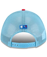 New Era Men's Light Blue/Red Los Angeles Angels 2025 Fourth of July 9FORTY A-Frame M-Crown Adjustable Trucker Hat