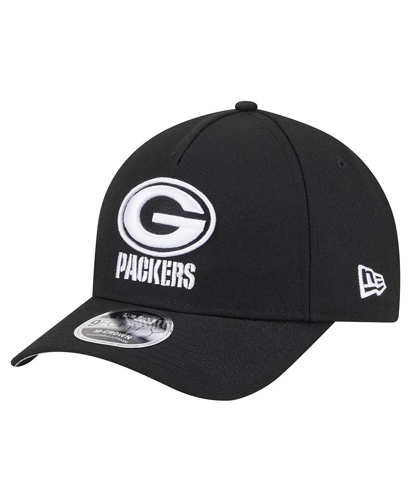 New Era Men's Black Green Bay Packers Team Collection 9FORTY M-Crown A-Frame Adjustable Hat