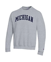 Champion Men's Heather Gray Michigan Wolverines Basic Arch Fleece Pullover Sweatshirt