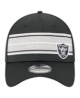 New Era Men's Black Las Vegas Raiders Stripes 39THIRTY Flex Hat