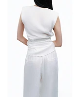 Nocturne Women's Linen Waist Accessory Detailed Blouse