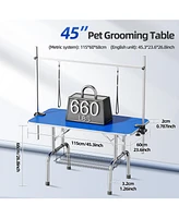 45" Grooming Table, Adjustable, Foldable, 330lb Capacity - Blue