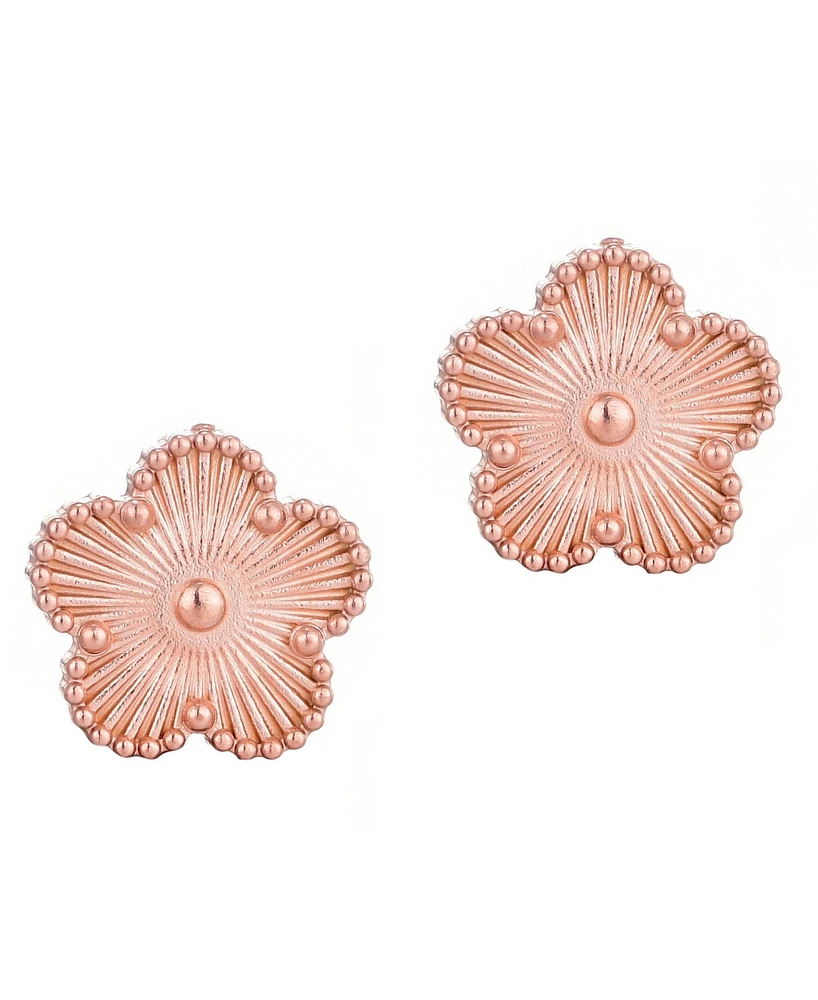 Adornia Tarnish Resistant Rose Gold 5 Leaf Clover Stud Earrings