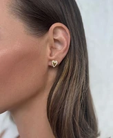 Adornia Gold Puffy Mini Halo Heart Stud Earrings