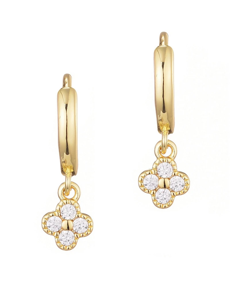 Adornia Cubic Zirconia Extra Mini Clover Dangle Huggie Earrings