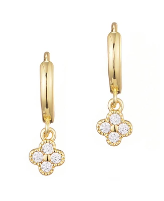 Adornia Cubic Zirconia Extra Mini Clover Dangle Huggie Earrings