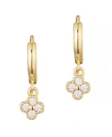 Adornia Cubic Zirconia Extra Mini Clover Dangle Huggie Earrings