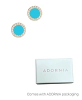 Adornia Gold Turquoise Circle Halo Stud Earrings