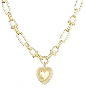 Adornia Gold Chunky Mixed Link Chain Fluted Heart Necklace
