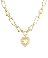 Adornia Gold Chunky Mixed Link Chain Fluted Heart Necklace