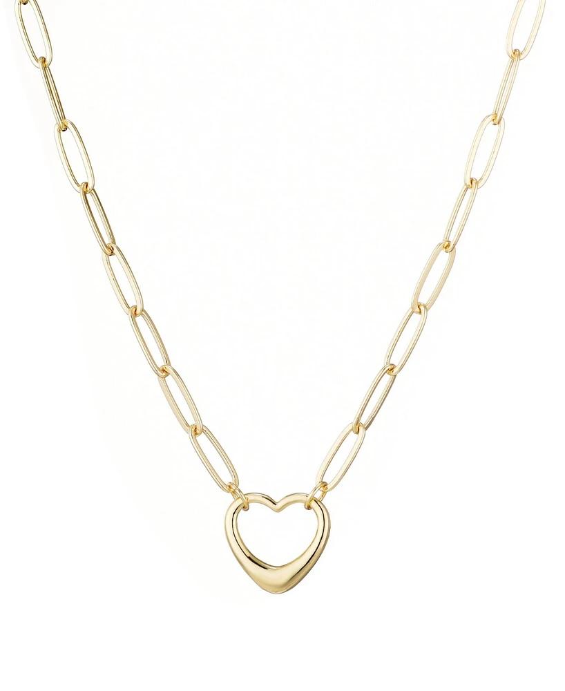 Adornia Gold Paperclip Chain Outline Heart Pendant Necklace
