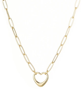 Adornia Gold Paperclip Chain Outline Heart Pendant Necklace