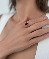 Adornia Rose Gold Cubic Zirconia Black Halo Clover Ring