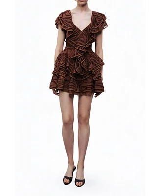 Nocturne Women's Ruffle Patterned Mini Dress