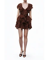 Nocturne Women's Ruffle Patterned Mini Dress