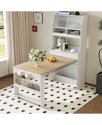 Streamdale Furniture Compact Buffet Hutch Foldable Table Storage
