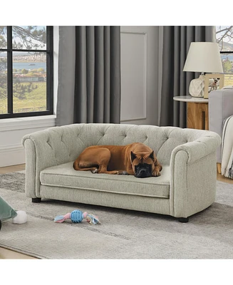 Beige Linen Pet Sofa