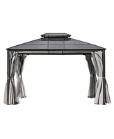 Streamdale Furniture 10'x12' Hardtop Gazebo with Netting & Curtains