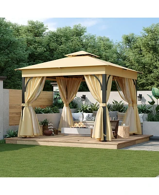 Streamdale Furniture 10x10 Outdoor Gazebo with Netting & Privacy Screens