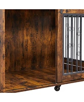 Streamdale Furniture Rustic Brown Sliding Door Dog Cage - 39"
