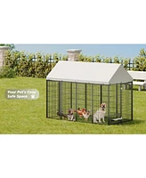 Large Dog Kennel Outdoor Pet Pen with Roof - 7.94'L