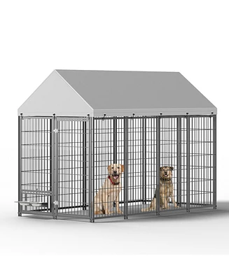 Large Dog Kennel Outdoor Pet Pen with Roof - 7.94'L
