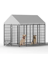 Large Dog Kennel Outdoor Pet Pen with Roof - 7.94'L