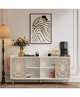 Streamdale Furniture Mid Century Modern White Buffet/Tv Stand