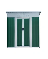 Streamdale Furniture 5x3ft Mini Outdoor Storage Shed - Green, Sliding Door