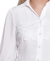Ny Collection Women's 3/4 Sleeve Lace Top