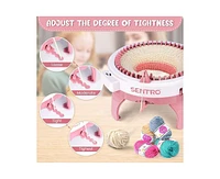 Sentro 48-Needle Pink Knitting Machine | 1-Touch Knitting for Scarves, Hats & Sweaters | Beginner & Diy Friendly | Includes Tutorial & Tools