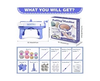 Sentro 48-Needle Knitting Machine - Blue | Auto Knit Scarf, Hat, Sweater | Easy for Beginners, Includes Tools & Guide