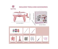 Sentro 40-Needle Knitting Machine - Pink | Make Scarves, Hats, Socks Fast | Includes Flat/Tube Key, Easy for Beginners & Kids
