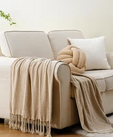 Battilo Lifestyle Chenille Throw with Fringe Tassels, 50" x 60"