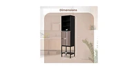 Volenca 57 Inch Bathroom Tall Cabinet with 1 Door and 4 Shelves Narrow Storage Unit with Adjustable Shelves