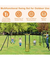 Mecale 7-in-1 Stable A-shaped Outdoor Swing Set for Backyard