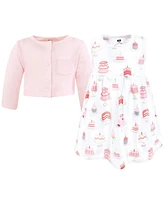 Hudson Baby Girls Cotton Dress and Cardigan Set