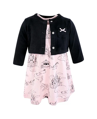 Hudson Baby Infant and Toddler Girls Cotton Dress Cardigan Set
