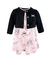 Hudson Baby Infant and Toddler Girls Cotton Dress Cardigan Set