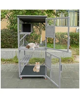 Catio Large Wooden Cat House on Wheels