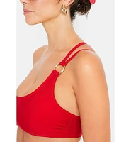 Lscn by Lascana Women's One Shoulder Bandeau Bikini Swimsuit Top cup sizing