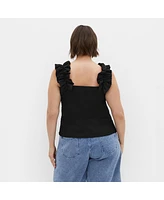 City Chic Plus Aria Frill Top