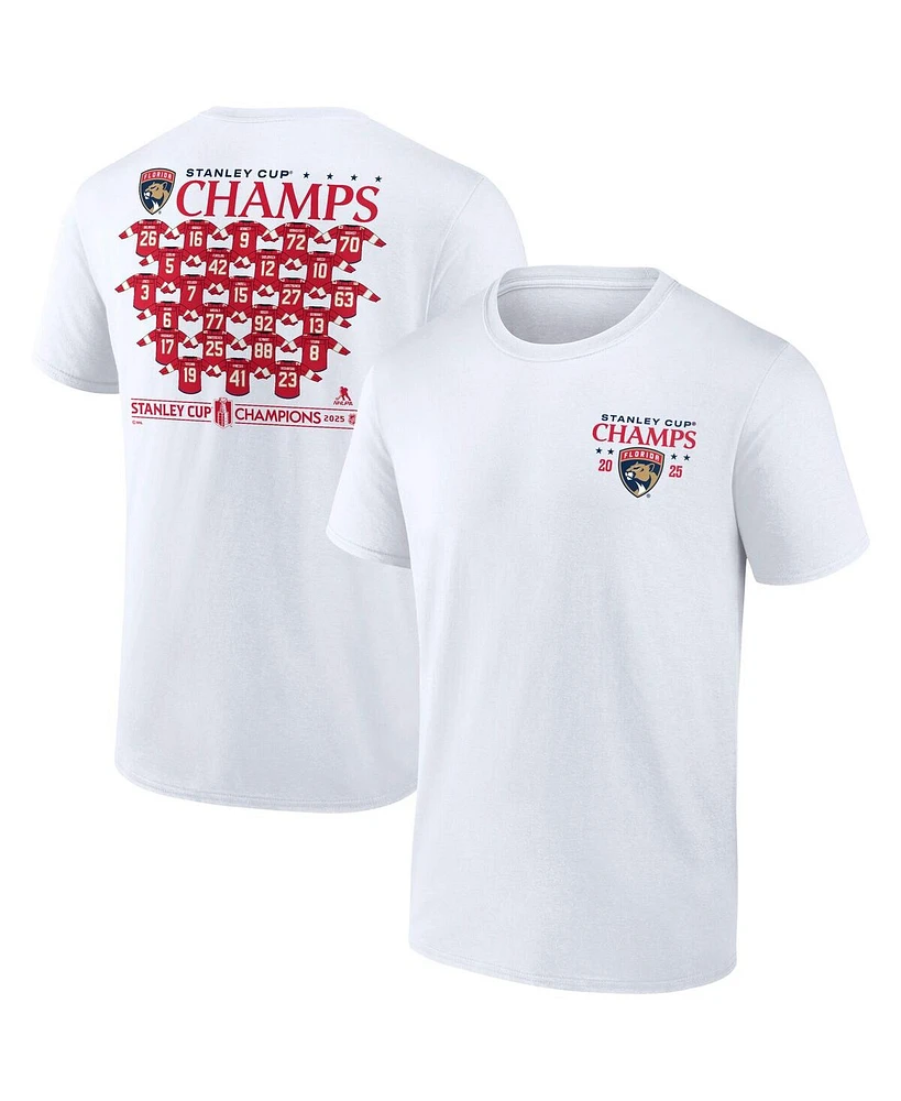Fanatics Men's White Florida Panthers 2025 Stanley Cup Champions Jersey Roster T-Shirt