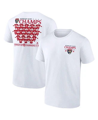 Fanatics Men's White Florida Panthers 2025 Stanley Cup Champions Jersey Roster T-Shirt